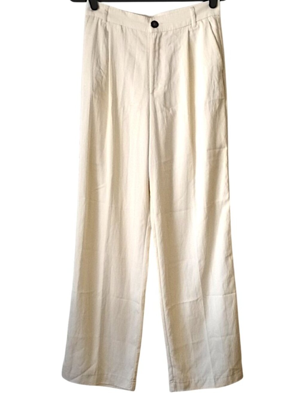 Zara Pleated Wide Leg Easy Pants M Eggshell Rayon?